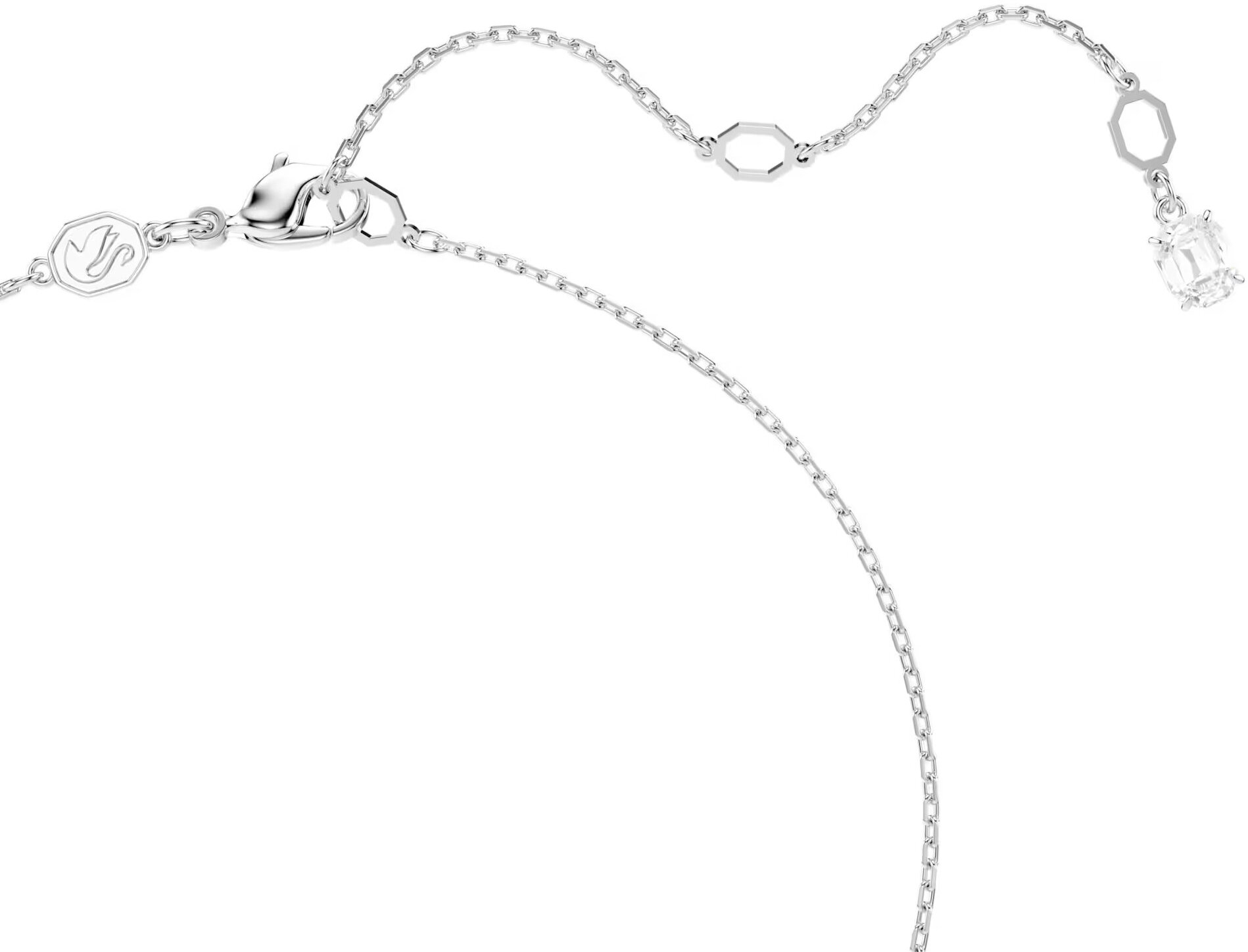 Колье SWAROVSKI, кристаллы Swarovski, длина 45 см, серебряный, белый — фото 1