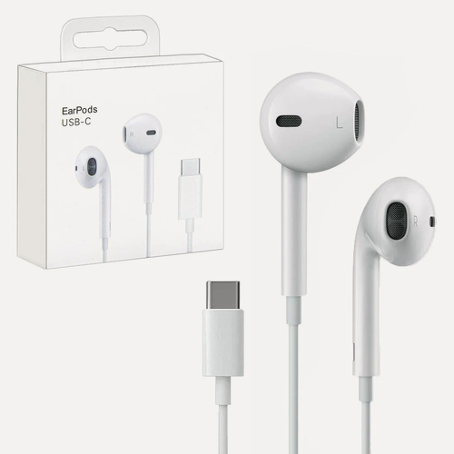 Изображение товара Наушники проводные, вход USB-type C, вкладыши, с регулятором громкости, белый