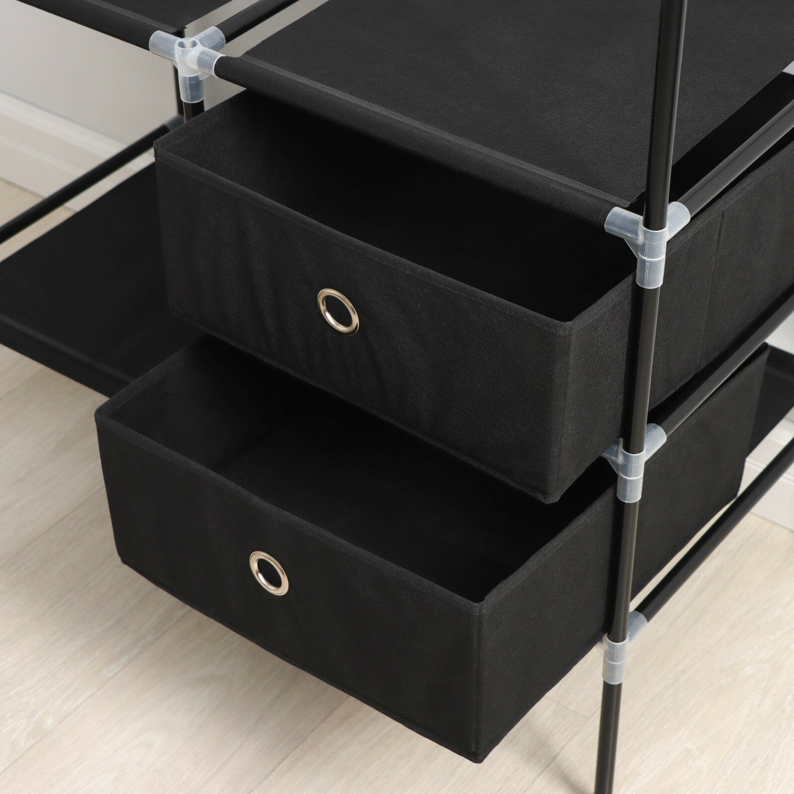 Полка - стойка для вещей Доляна, 2 перекладины, 2 ящика, 120×43×169 см, цвет чёрный - фотография № 9