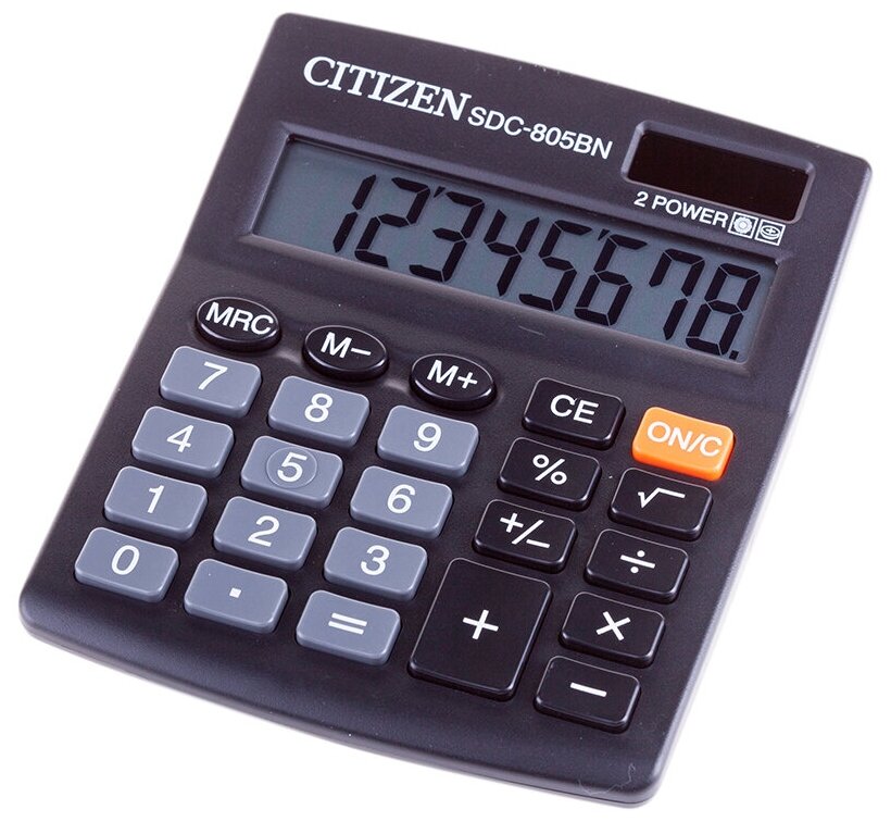 Калькулятор бухгалтерский "Citizen SDC 805" 8 разрядов черный