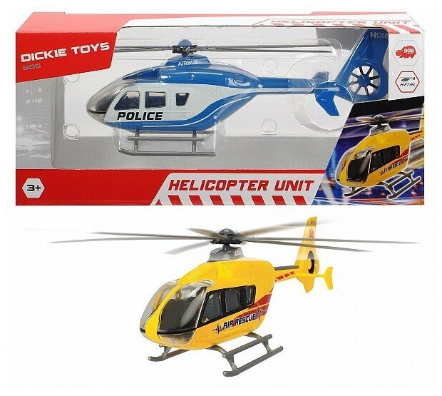 Вертолет Dickie EC 135 Die-cast, с крутящимися лопастями, 21 см, в ассортименте 3714006