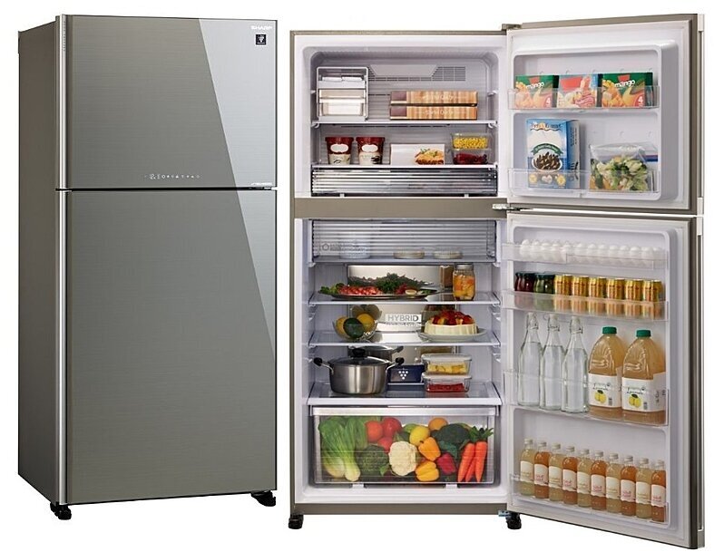 Холодильник с верхней морозильной камерой Широкий Sharp - фото №15