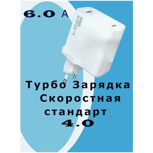 Блок питания QC 4.0 /Сетевое Зарядное Устройство / быстрая зарядка 6A /25W