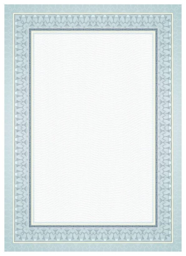 Сертификат-бумага с рамкой А4 синяя волна, 250 г/кв. м, 20 шт/уп КЖ-1794/1, 1 шт.