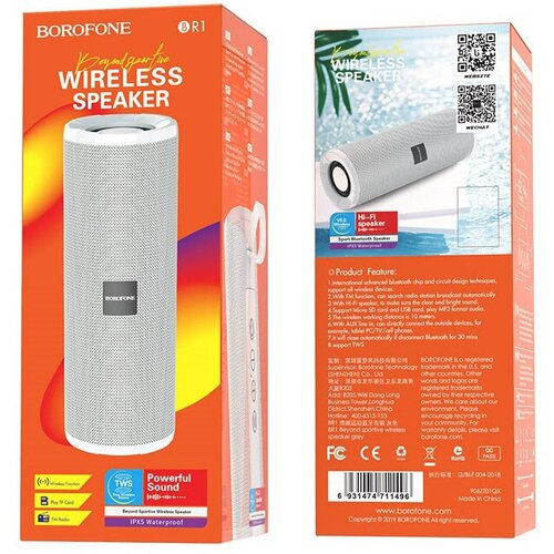 Колонка Bluetooth Borofone BR1 серая 88000₽