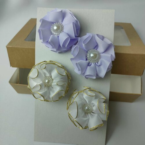 Банты нарядные, 4 шт, ручной работы 5.5 см. Для детского сада и школы