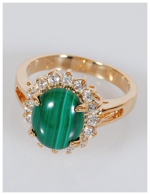 Кольцо помолвочное Lotus Jewelry, малахит, размер 15, зеленый