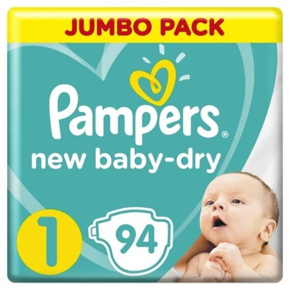 Подгузники PAMPERS New Baby-Dry (Памперс Нью Бэби) 1 Newborn (2-5 кг) 94 шт