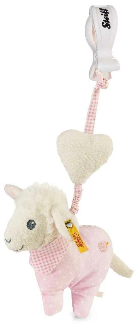 Мягкая игрушка Steiff Sweet Dreams Lamb Pendant Pink (Штайф Барашек Подвесная Погремушка Сладкие сны розовый 14 см)