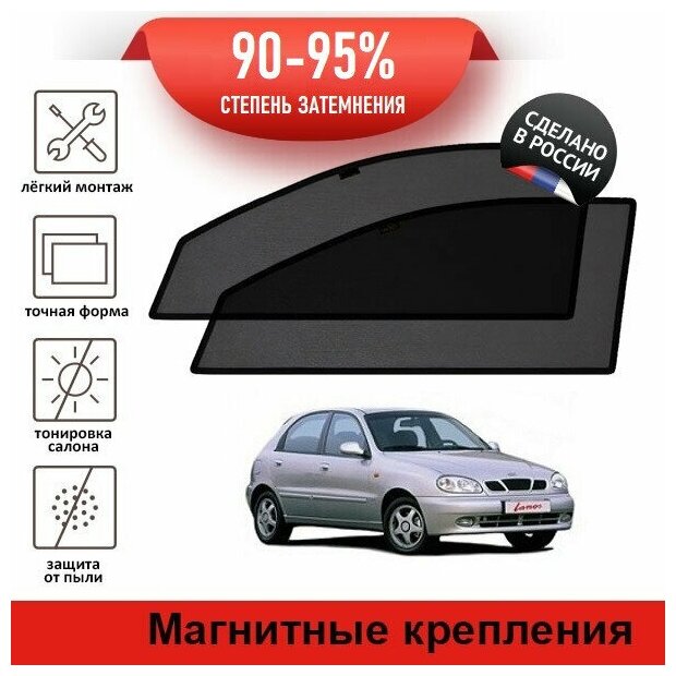 Каркасные шторки LATONIK PREMIUM на Daewoo Lanos (1997-2002) хэтчбек 5d на передние двери на магнитах с затемнением 90-95%