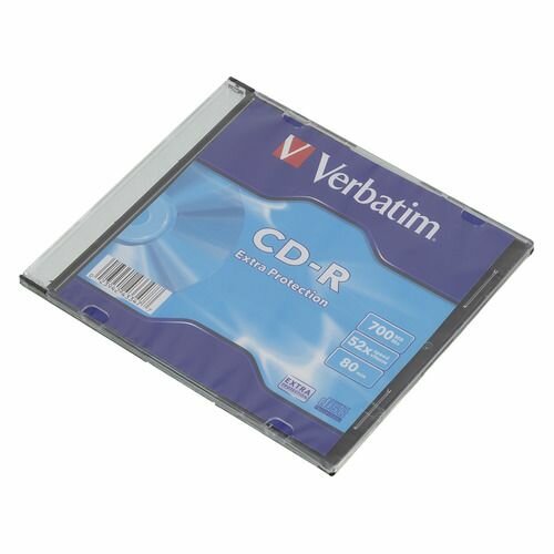 Оптический диск CD-R Verbatim 700МБ 52x, 1шт, slim case [43347]