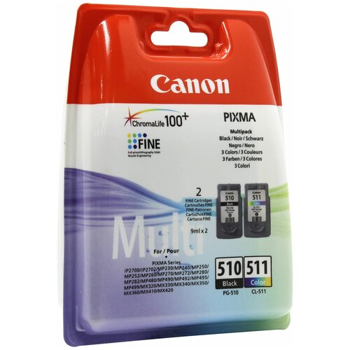 Картридж Canon PG-510 + CL-511 - 2970B010 оригинальный струйный картридж Canon (2970B010) 220 стр , черный + цветной картридж unijet c8727a 220 стр черный