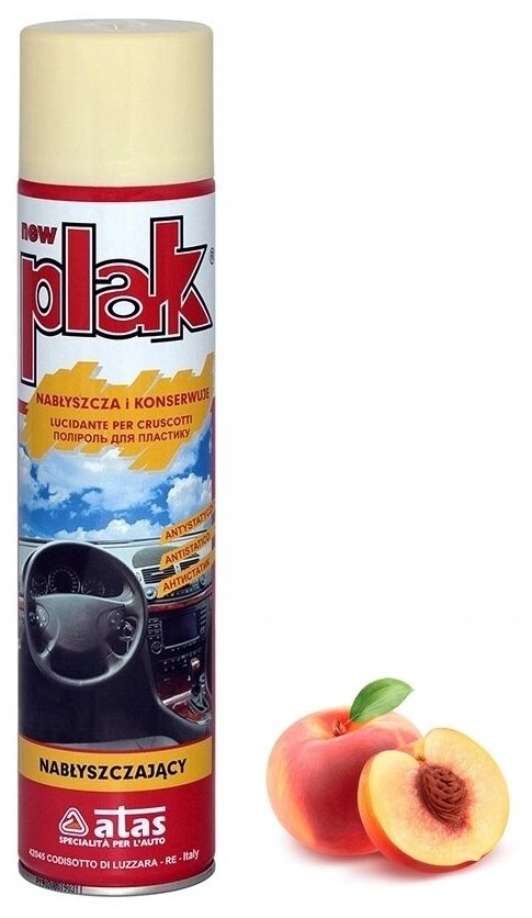 Полироль PLAK "Персик" для торпеды и пластика аэрозоль 750 мл Италия