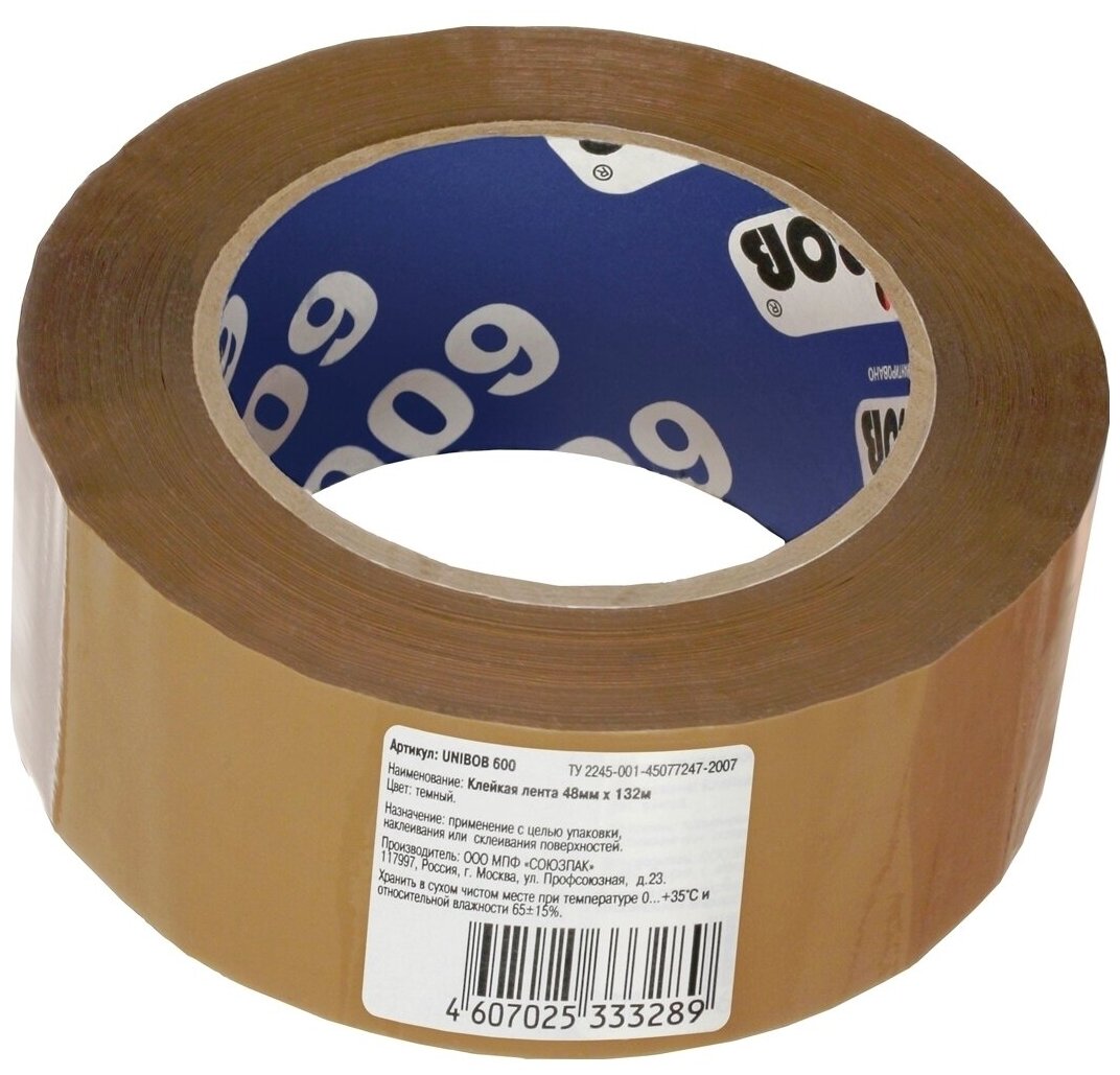 Unibob Клейкая лента упаковочная темная 4,8 см х 132 м - фото №2