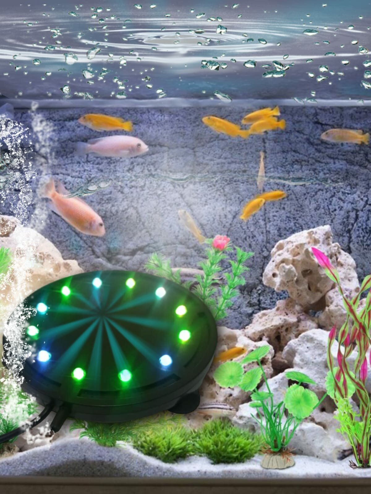 Аэраторный камень с подсветкой Q12 для аквариума, воздушный камень, распылитель для аквариума - фотография № 2