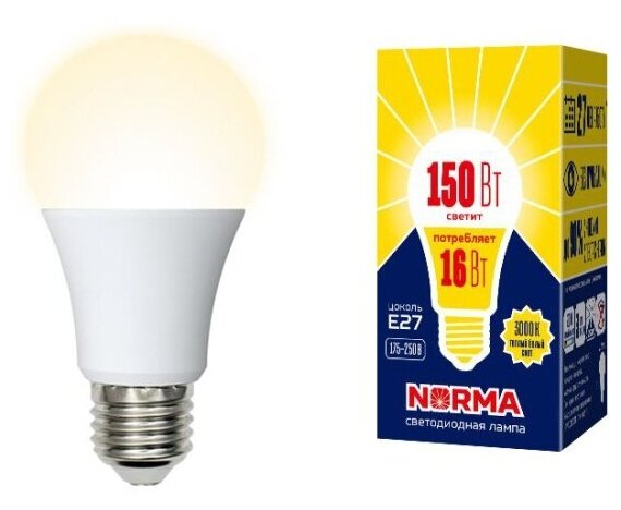 Светодиодная лампа Volpe LED-A60-16W/WW/E27/FR/NR картон