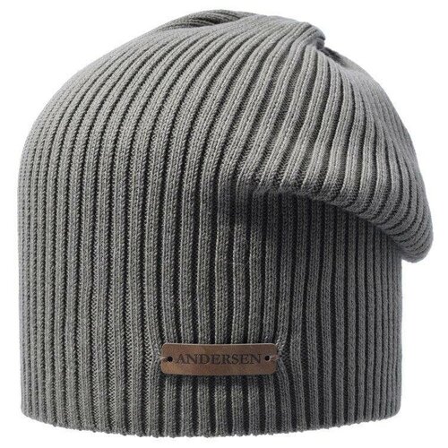 фото Шапка бини андерсен, размер 48-50, серый, хаки