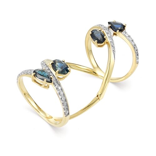 фото Master brilliant золотое кольцо из красного золота с бриллиантом сапфиром 1-106-629-02, размер 17