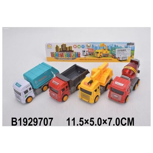 фото Набор инерционных машинок "городские строители", 4 штуки, 11.5 см китай