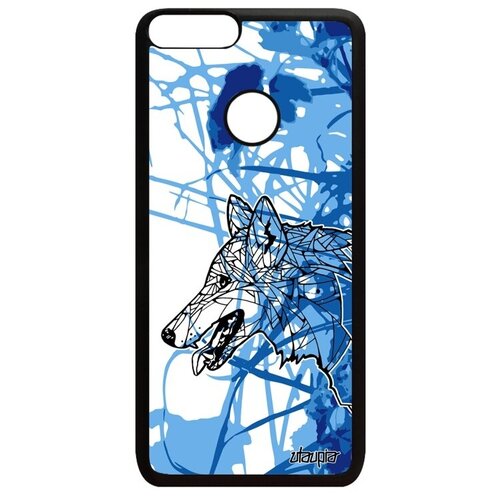 фото Противоударный чехол для телефона // huawei p smart 2018 // "волк" зверь злой, utaupia, голубой