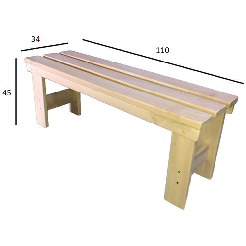 Скамейка из дерева, 110х34х45 см, Разборная, Липа, 1 шт.