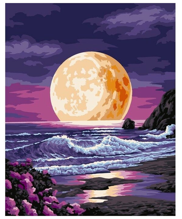 Картина по номерам на холсте с подрамником «Луна на закате», 40 х 50 см