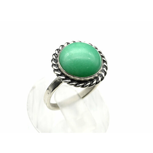 фото Кольцо, бижутерный сплав, нефрит, размер 18, зеленый кольцо с хризопразом "круг" 16мм, размер-17,5