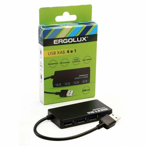 Разветвитель USB ELX-SLP01-C02 4USB 2А коробка черн. ERGOLUX 15109 аксессуар ergolux промо usb lightning 2а 1m black elx cdc03p c02