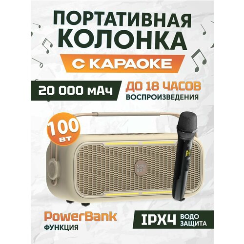 Портативная Bluetooth-колонка с Караоке микрофоном NowGo C1K Karaoke (C1K Karaoke) Global Beige