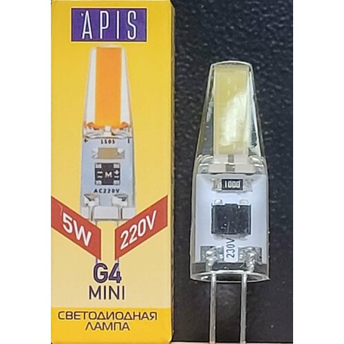 фото Светодиодная лампа apis mini капсула g4 220v 5w 3000k (35x9 мм)