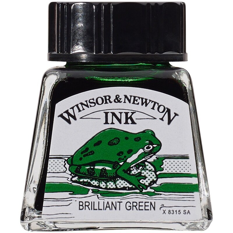 Тушь для рисования Winsor&Newton бриллиант зеленый, стеклянный флакон, 14 мл (1005046)