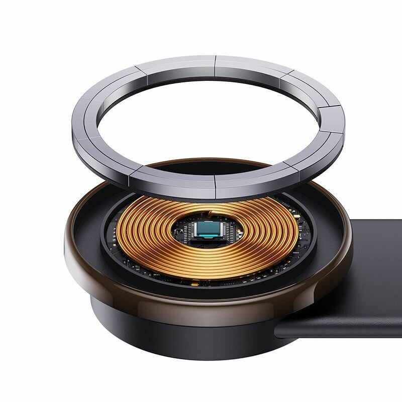 Автомобильное беспроводное магнитное зарядное устройство Baseus C02 Pro Series Magnetic Wireless Charging Car Mount (C40156000111-00) Черное — фото 1