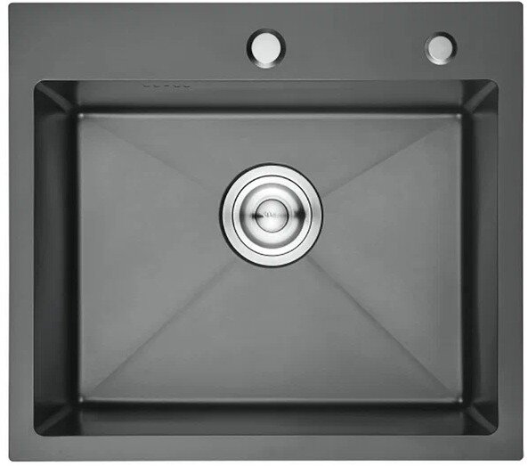 фото Мойка кухонная dikalan kn605008 600х500х220мм с дозатором s-zy001q, черный