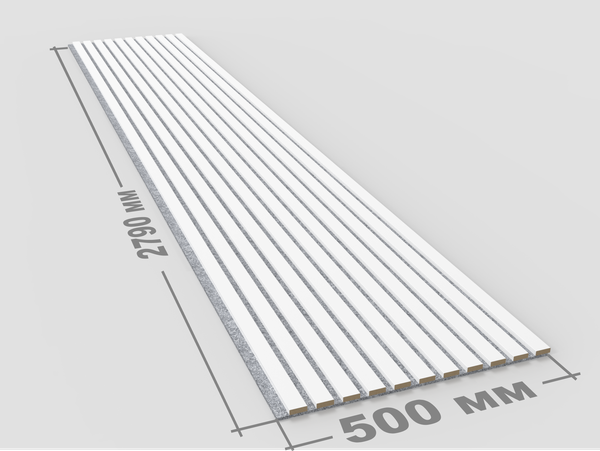 Акупанель (Акустическая стеновая панель): белые декоративные рейки – Белый бархат и Серая акустическая панель