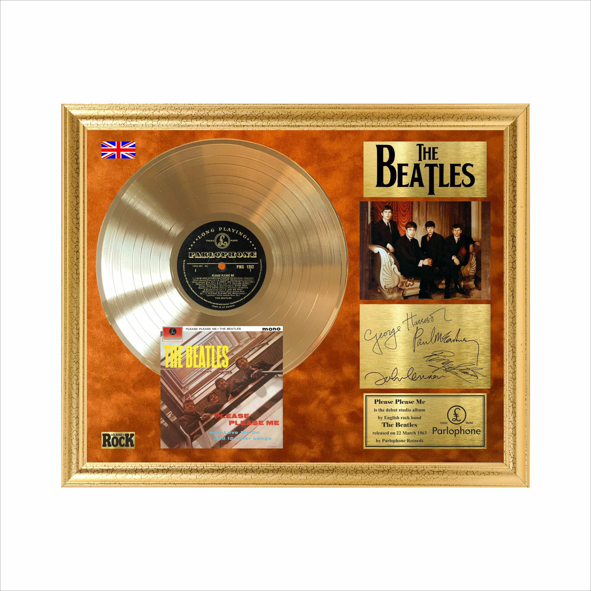 The Beatles Please please me 1963 золотой винил в рамке
