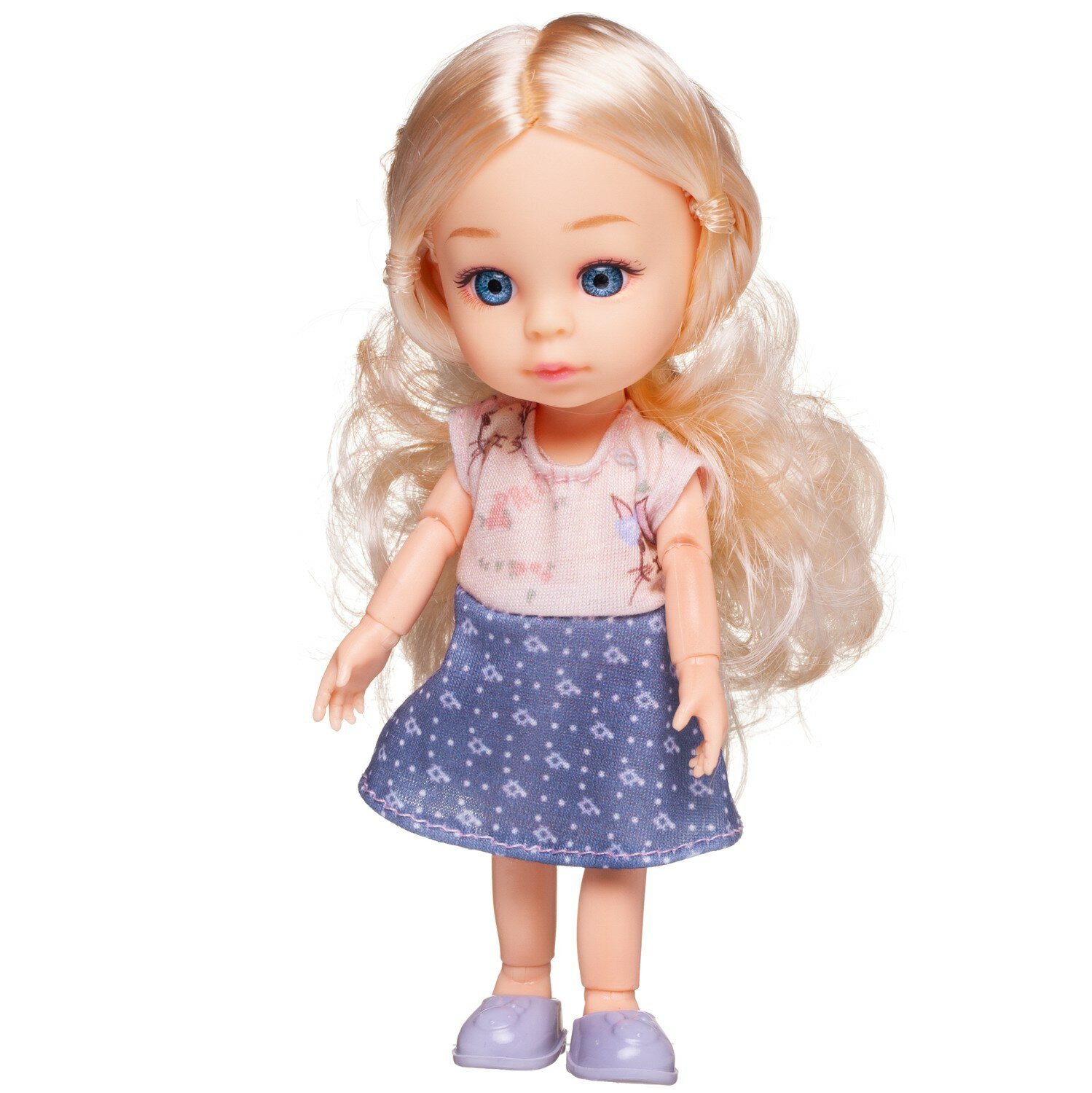 Кукла Junfa 16см Малышка-милашка в голубой буклированной кофте и платье WJ-30327