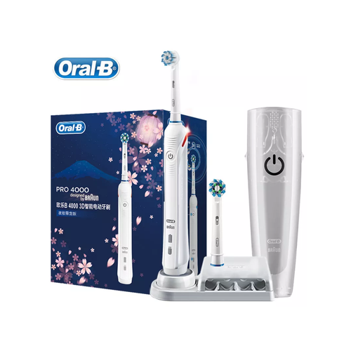 Ультразвуковая электрическая зубная щетка Oral B Pro 4000 3D Smartseries, белый