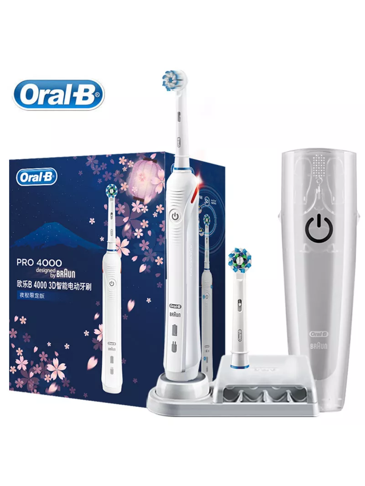 Ультразвуковая электрическая зубная щетка Oral B Pro 4000 3D Smartseries, белый