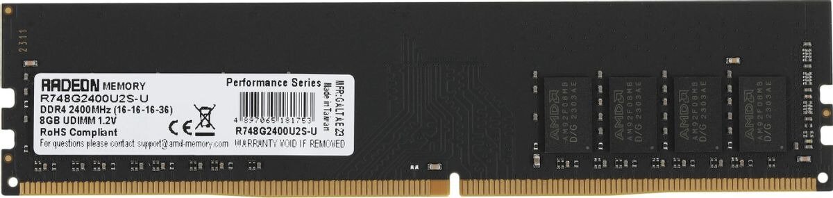 Модуль памяти DDR4 8GB AMD 2400MHz black Non-ECC, CL16, 1.2V, RTL - фото №19