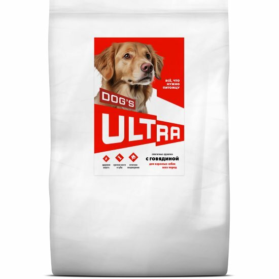 Корм сухой Ultra полнорационный для взроcлых собак всех пород с говядиной, 12 кг