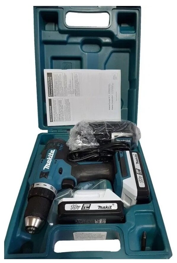 Аккумуляторная дрель-шуруповерт Makita DF488DWE — фото 1
