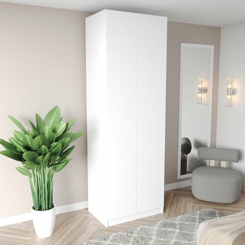 Шкаф для одежды распашной 80х55х240 Скандик Лайт, лдсп/лдсп, белый, 6 полок