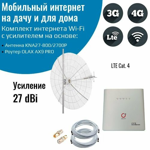 Мобильный 3G4GWI-FI интернет на дачу за городом Роутер OLAX AX9 PRO с антенной KNA27-8002700P 20700₽