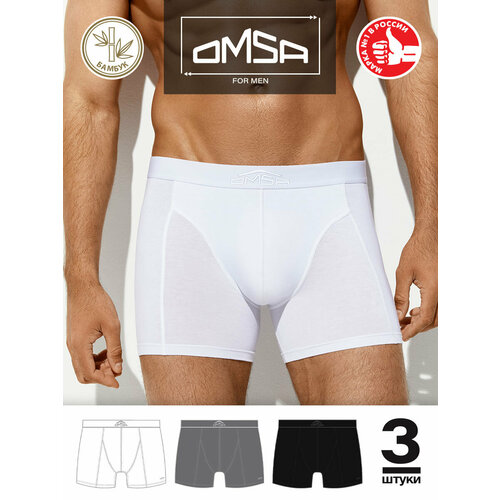 фото Трусы omsa, комплект из 3 шт., размер 2xl, синий