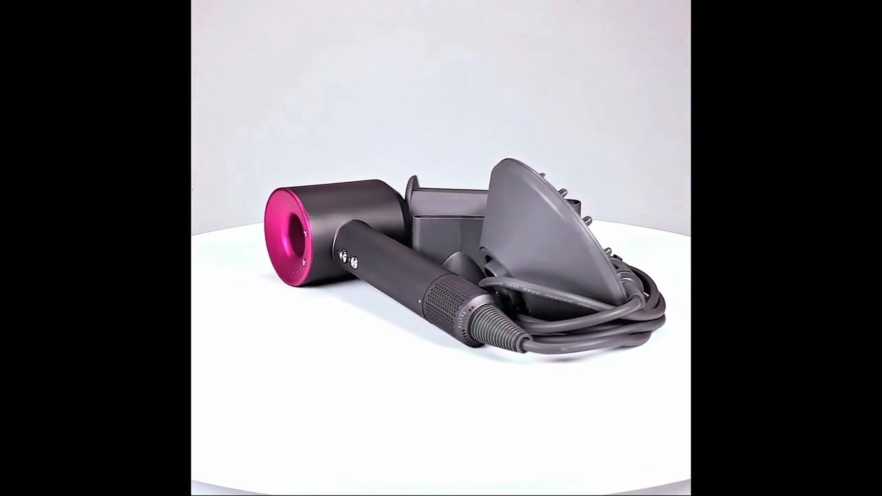 Профессиональный фен для волос Super Hair Dryer 2600 Вт, 3 режима, 5 магнитных насадок, ионизация воздуха, цвет фуксия — фото 1