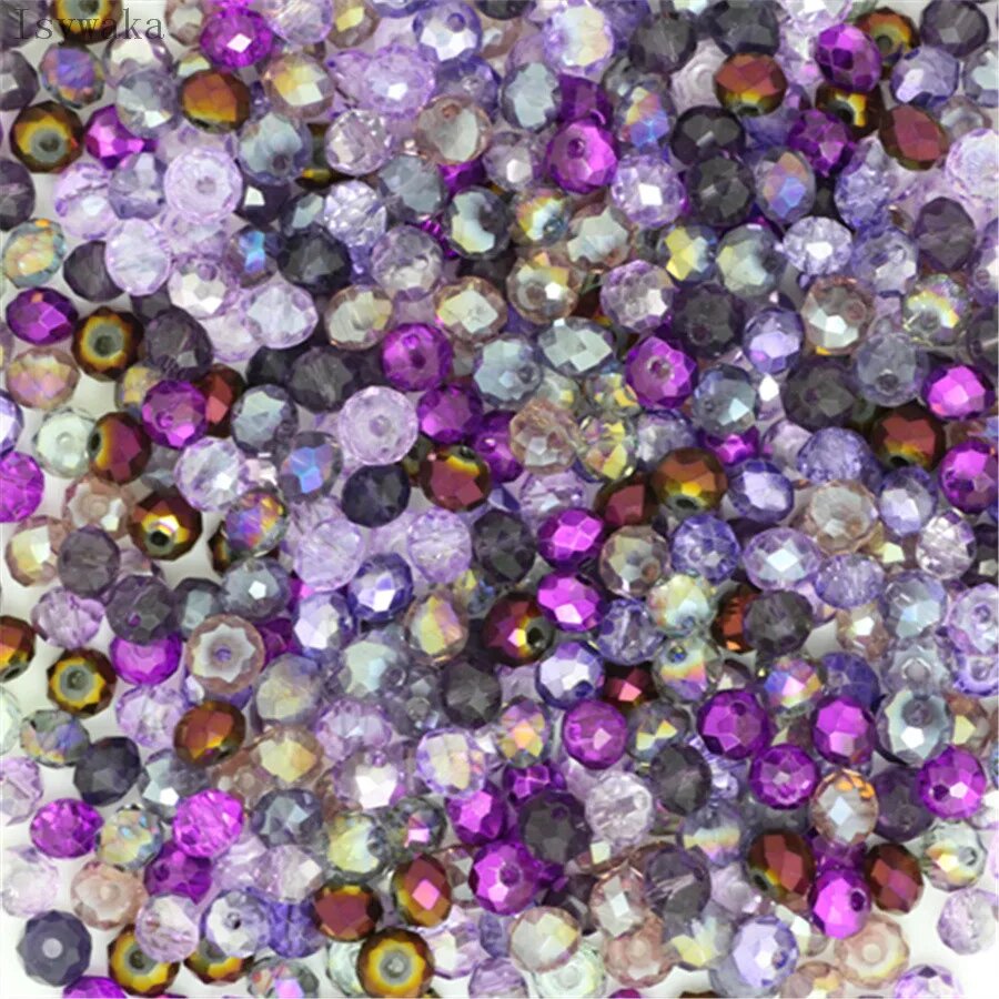 Isywaka граненые хрустальные бусины 4*6 мм 50 шт purple multicolor 3x4mm 125pcs