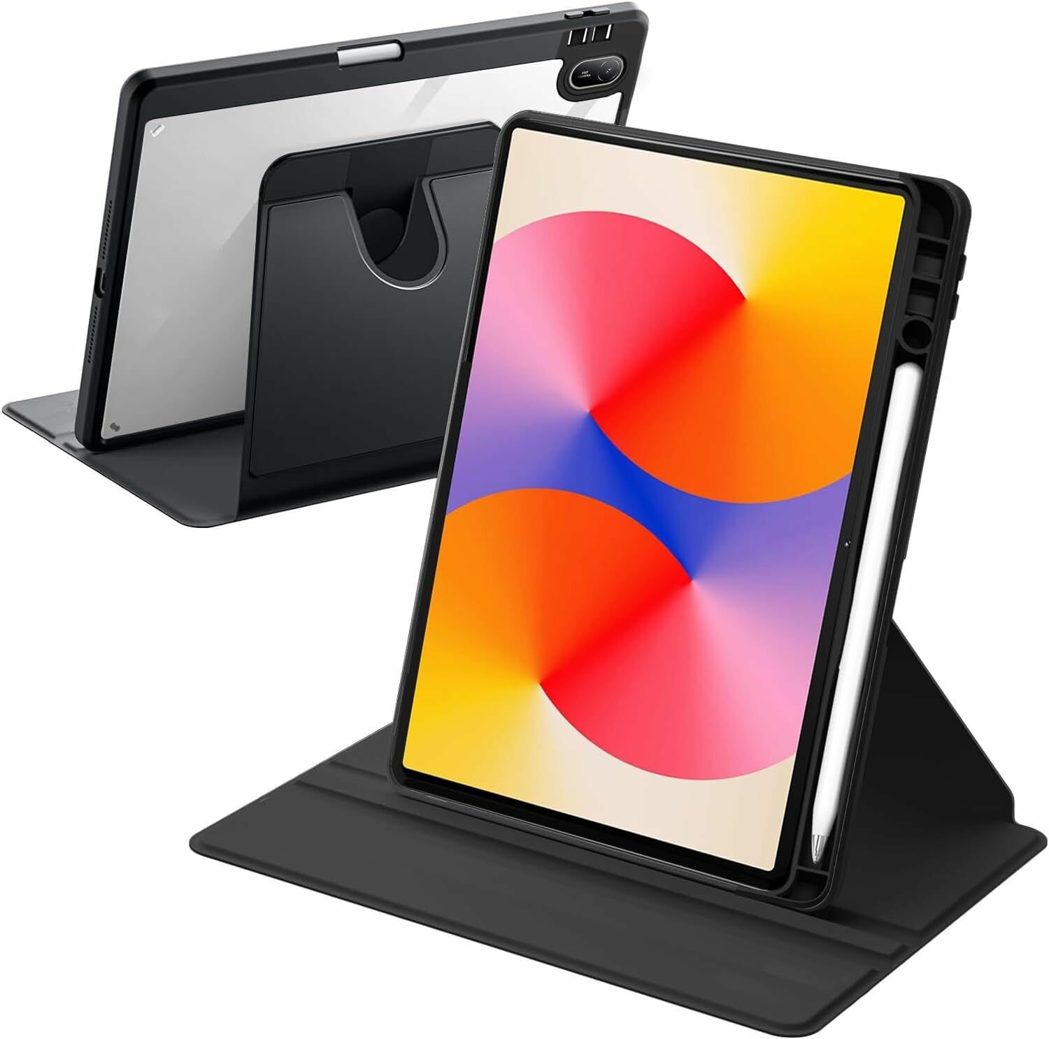 Противоударный чехол для планшета Huawei Matepad SE 11 2024 с отсеком для стилуса с поворотом 360, Черный