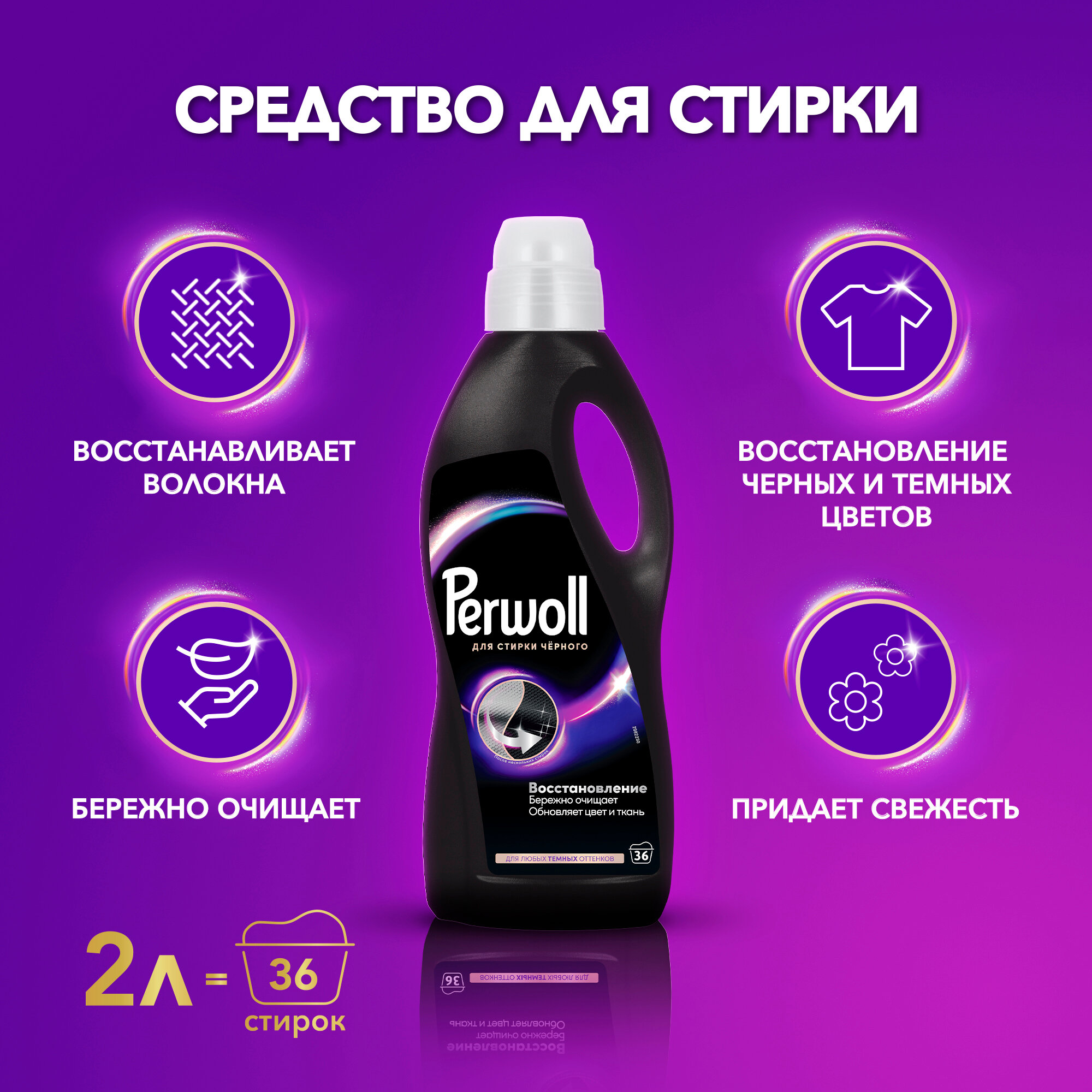 Гель для стирки Perwoll, для тёмного белья, 2 л