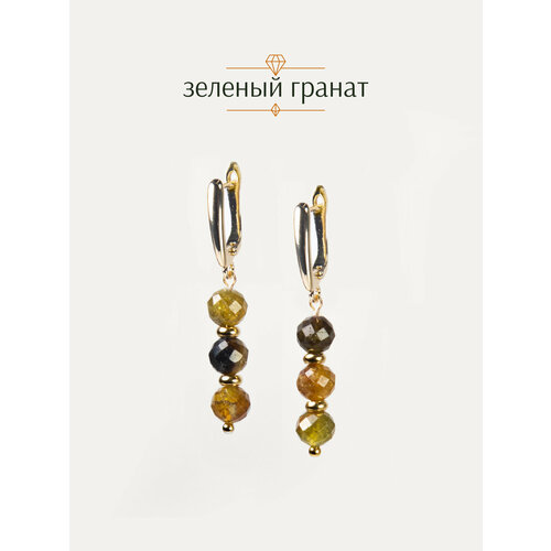 фото Серьги с подвесками brandlove, гранат, размер 39 мм, зеленый, желтый