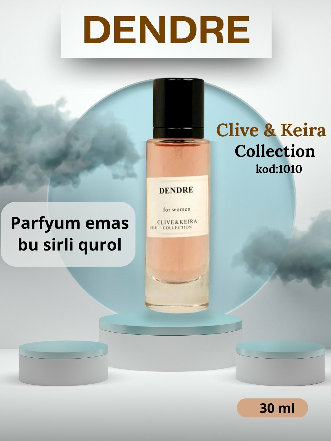 Парфюмерная вода "DENDRE" Clive & Keira, женская, древесно-мускусный аромат, 30мл код -1010 — фото 1
